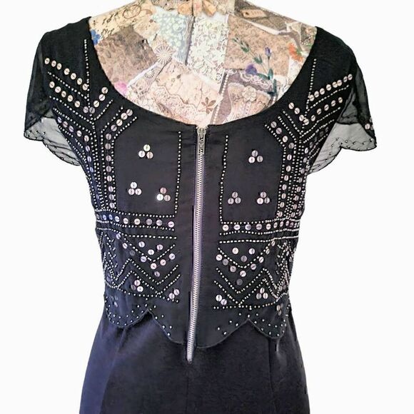 American Eagle Outfitters Charcoal Butterfly Sequined Bodycon Short Dress - Picture 7 of 11